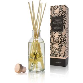 Urban Naturals Tobacco & Vanilla Reed Diffuser Scented Sticks Set | Tobacco leaf, Bergamot, Vetiver, Bourbon and Vanilla Bean Scented Oils | Decorated with Natural Flowers | Made in The USA