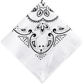 27"x27" 100% Cotton Bandanas, Holiday Gifts Handkerchief Headband, Face Mask Square Scarf Headwear for Men & Women (1Pcs,White)