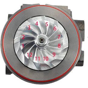 Billet Impeller 12 blades Upgrade Turbo Cartridge 49131-07030 Fit forTD03 N54 N54B30 135i 335i 535i 335xi 535xi 2007-2010 11657593016 11657649289 BMW 3.0L Turbocharger on the Left