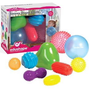 Edushape الكرات الحسية الأصلية للطفل - حزمة من 9 كرات ملونة نابضة بالحياة للأطفال الصغار - كرات أطفال فريدة من نوعها تعزز المهارات الحركية الإجمالية للأطفال الذين تتراوح أعمارهم بين 6 أشهر وما فوق in Kuwait