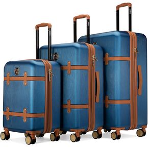 Badgley Mischka Grace 3 Piece Polycarbonate-ABS Expandable Retro Luggage Set (Black)