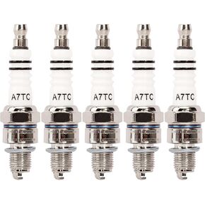 5pcs Spark Plug A7TC Compatible with GY6 50cc-70cc 90cc 110cc 125cc 150cc ATV Scooter Pit Dirt Mini Bike Moped Go Kart Quad Chinese C7HA CR5HSA C6HSA CR6HS CR7HSA U16FS U20FS-U PZ7HS Z9Y UR3AS