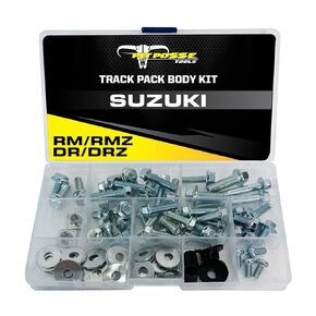 Pit Posse PP3358SU Suzuki Track Pack Body and Plastics Bolt Kit-for Seat Fenders Shrouds Number Plates Fasteners Compatible with RM60 RM65 RM80 RM85 RM100 RM125 RM250 RMZ250 RMZ450