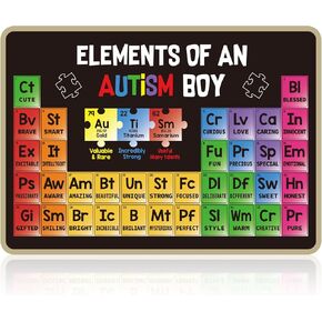 HUGAUTISM Autism Elements of An Autism Boy Awareness Acrylic Autistic Elemental Chart for Family Living Room Garden Wall Decoration 12 x 8 IN ASD Table for Educational Charts Posters