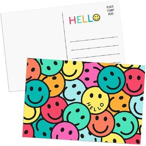 Sweetzer & Orange Hello Postcards Pack (60 Greeting Slips) – 4x6 Gratitude for Kids & Adults, 300gsm Writing Sheets. Blank Greeting Cards, Smiley Face Welcome Letters for Sending Cheerful Wishes