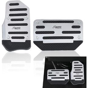 2 PCS Car Alloy + Anti-Slip Rubber Strip Foot Pedal Kit, 5.12" x 3.54" Brake Pedal + 3.11" x 5.91" Accelerator Pedal, Retrofit Replacement Accessories, for Most Automatic Car Models (Red)