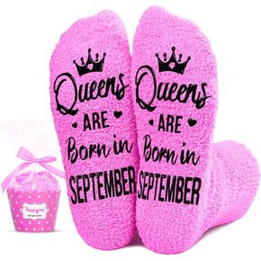 HAPPYPOP September October Birthday Gifts for Women - Birthday Socks Birthday Presents Gifts for Women Female