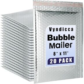 20 Pack Thermal Bubble Mailer,8 x 11" Metallic Bubble Mailers,Self Seal Cool Bubble Mailers,Foil Mailing Envelopes, Waterproof Padded Envelopes,Insulated Shipping Bags for Cold Shipping