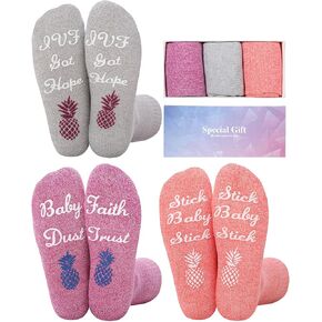 3 Pairs IVF Socks IVF Gifts for Pregnant Women Infertility Fertility Gifts Embryo Transfer Gifts for Women IVF Transfer Day Socks Egg Retrieval Socks