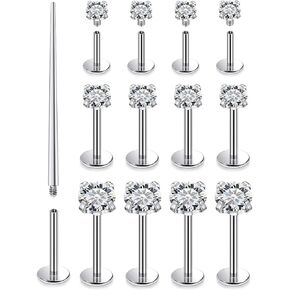 16G Lip Labret Medusa Piercing Jewelry Internally Threaded Surgical Steel Conch Piercing Jewelry Monroe Lip Rings Different Size Cartilage Nail Helix Earring Stud Bar Length 6mm 8mm 10mm