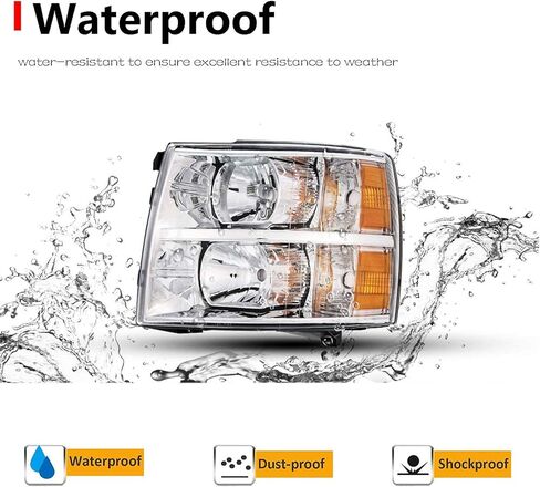 مجموعة المصابيح الأمامية لعام 2007 2008 2009 2010 2011 2012 2013 Chevy Silverado 1500، 07-14 Silverado 2500HD 3500H DHeadlight، 07 Silverado New Body Style Headlight Headlamp، غطاء كروم زاوية كهرمانية in Saudi Arabia
