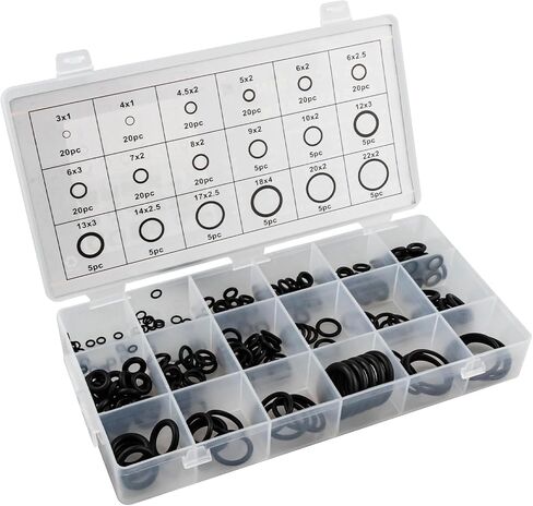 225-Piece O-Ring Assortment Kit - Premium Rubber Gaskets for AC System Seals, Universal Washers for Automotive, Plumbing, and Mechanical Repairs in Saudi Arabia