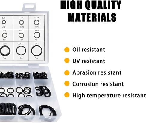 225-Piece O-Ring Assortment Kit - Premium Rubber Gaskets for AC System Seals, Universal Washers for Automotive, Plumbing, and Mechanical Repairs in Saudi Arabia