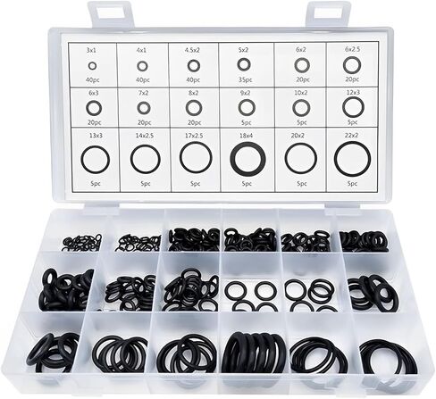 225-Piece O-Ring Assortment Kit - Premium Rubber Gaskets for AC System Seals, Universal Washers for Automotive, Plumbing, and Mechanical Repairs in Saudi Arabia