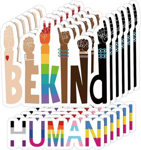 Be Kind Stickers Pride Stickers Human Rainbow Bumper Stickers Pride Decals for Cars Be Kind Sign Sticker ASL Sticker Auto Truck Bumper Wall Laptop Sticker (12 Pieces) in Saudi Arabia