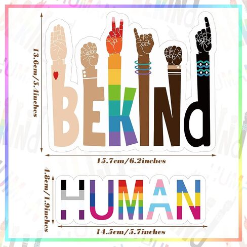 Be Kind Stickers Pride Stickers Human Rainbow Bumper Stickers Pride Decals for Cars Be Kind Sign Sticker ASL Sticker Auto Truck Bumper Wall Laptop Sticker (12 Pieces) in Saudi Arabia