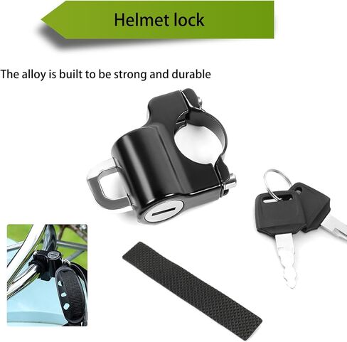 1 قطعة قفل خوذة دراجة نارية مع 2 قطعة مفاتيح، قفل أمان خوذة السيارة المعدنية المضادة للسرقة، استبدال خوذة السيارات المتينة العالمية القابلة للدوران لشاحنة سيارات الدفع الرباعي والدراجات النارية (أسود) in Kuwait