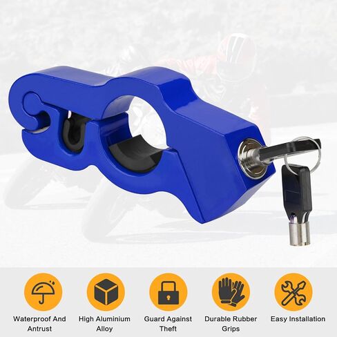 قفل مقود الدراجة النارية مضاد للسرقة ومقبض خانق وقفل فرامل قابل للتعديل عالمي للدراجات النارية والدراجات النارية والسكوتر ATV (أزرق - قطعتان) in Kuwait