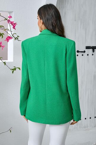 Women's Oversized Double-Breasted Suit Blazer Jacket Top Stitch Long Sleeve Casual Work Office Blazer with Pockets in Saudi Arabia