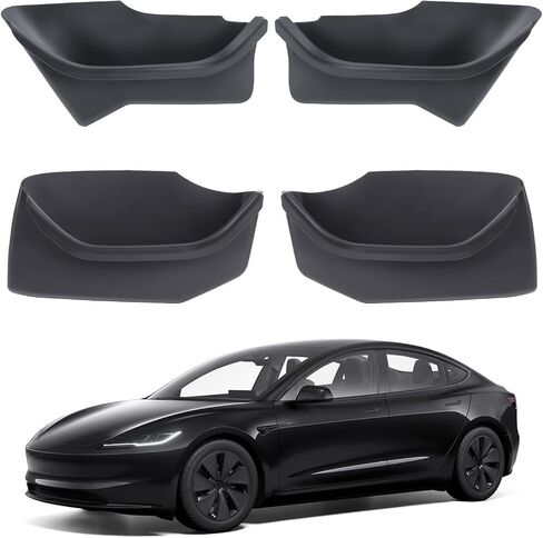 New 2024 Model 3 Door Side Storage Box 4 PCS Full-Cover Front and Rear Door Tray Organizer for Tesla Model 3 Highland Door Slot Tray Mats Interior Accessories Fit for 2024 Model 3 in Saudi Arabia