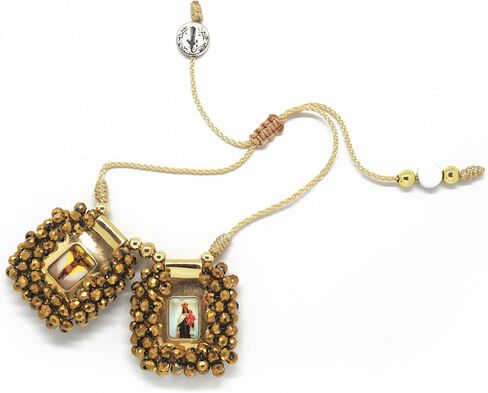 Sacred Scapular Bracelet Handmade Murano Stone Wristband of Sacred Heart of Jesus, Holy Virgin of Carmen, St. Michael Archangel. 3cm x 3cm by Zaraleas in Saudi Arabia