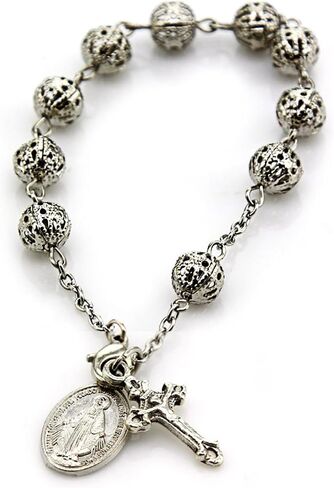 Catholic Rosary Hollow Beads Rose Rosary Bracelet Car Hanging Cross Bracelet Jesus Charm Bracelet in Saudi Arabia