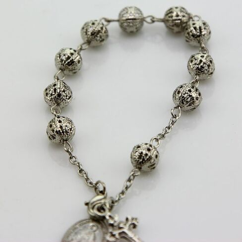 Catholic Rosary Hollow Beads Rose Rosary Bracelet Car Hanging Cross Bracelet Jesus Charm Bracelet in Saudi Arabia