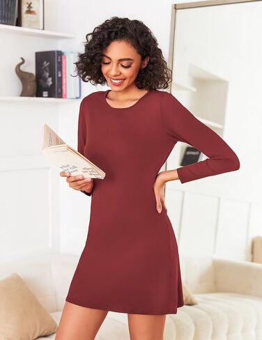 Ekouaer 2 Pack Nightgowns for Women Long Sleeve Night Gowns Tshirt Sleep Shirts Night Shirts Night Dress S-3XL in Saudi Arabia