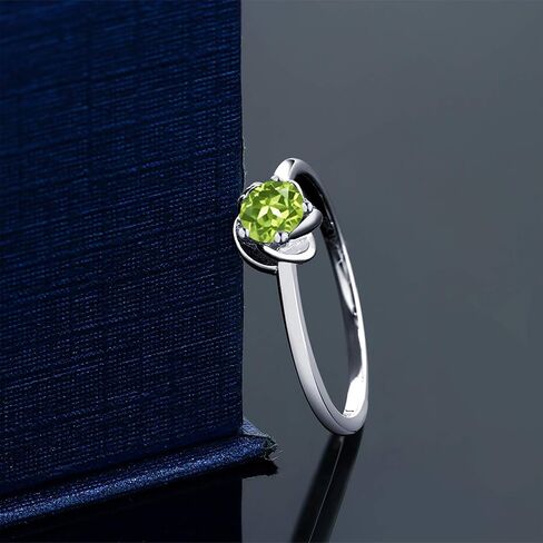 Gem Stone King 10K White Gold 5MM Round Gemstone Birthstone Solitaire Engagement Ring | Wedding Anniversary Promise Gold Ring For Women | Available In Size 5, 6, 7, 8, 9 in Saudi Arabia
