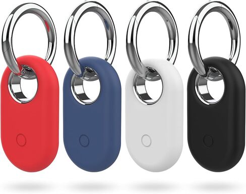 4 عبوات من حامل Smarttag2 متوافق مع هاتف Samsung Galaxy SmartTag2، حافظة من السيليكون الناعم حماية شاملة ضد الخدش والسقوط، مع سلسلة مفاتيح مناسبة للمفاتيح والحقائب والأمتعة والأشياء الثمينة in Kuwait