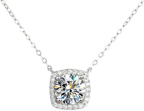 Moissanite Pendant Necklace 1CT 925 Sterling Silver D Color Ideal Cut Diamond Necklace for Women with Certificate of Authenticity in Saudi Arabia