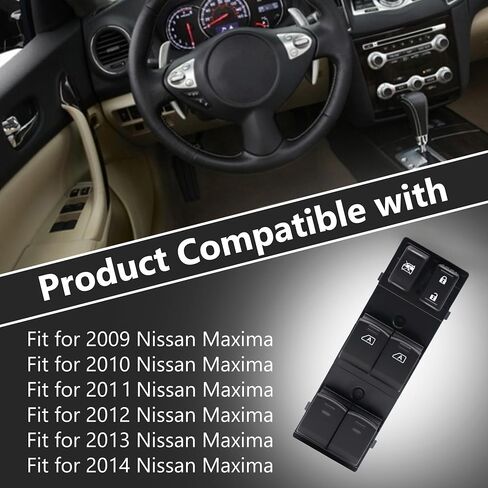 Power Master Window Control Switch Front Left Driver Side Compatible with Nissan Maxima 2009 2010 2011 2022 2013 2014 Replace 25401-9N00E 254019N00E in Kuwait