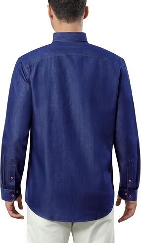 Men's Denim Shirt Long Sleeve Casual Button Down Shirt Men Western Untucked Dress Shirts for Men Cowboy Work in Saudi Arabia