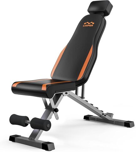 Lusper Adjustable Weight Bench Foldable - 660/800 Lb Stable Workout Bench, Extended head and neck protection design, 3 Sec Fast Folding Multi-Purpose for Full Body Workout in Saudi Arabia