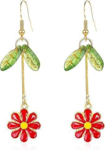 Dangle Flower Leaf Earring Fairy Flower Earrings Summer Dangling Long Tassel Earrings Daisy Of The Valley Earrings Jewelry in Saudi Arabia