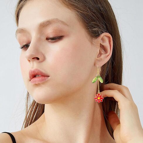 Dangle Flower Leaf Earring Fairy Flower Earrings Summer Dangling Long Tassel Earrings Daisy Of The Valley Earrings Jewelry in Saudi Arabia