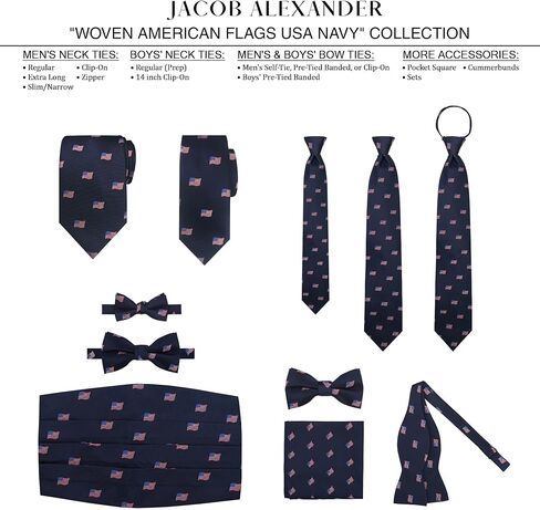 Jacob Alexander Woven American Flags USA Navy Pocket Square Hanky for Men and Boys in Saudi Arabia