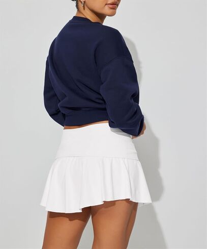 Hafailia Skorts for Women with Pockets Casual Fold Over Low Waist Pleated Tennis Athletic Mini Skirts with Shorts Underneath in Kuwait
