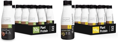 Soylent Chocolate High Protein Shake 30g Vegan Protein, Complete Energy Gluten-Free Vegan Protein Nootropics Shake, Chocolate, 11 Oz (12 Pack) in Saudi Arabia
