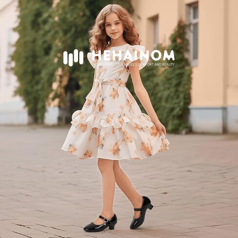 أحذية Hehainom للفتيات بكعب منخفض، أحذية على شكل زهرة للفتيات ماري جين، الأميرة المدرسية وحفلات الزفاف، أحذية للأطفال الصغار in Saudi Arabia