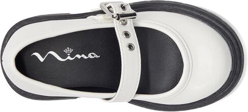 NINA Girl's Kathy (Toddler/Little Kid/Big Kid) White Crinkle Patent 1 Little Kid M in Saudi Arabia