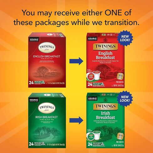 Twinings English Breakfast Tea K-Cup pods for Keurig، الكافيين، ناعم، لذيذ، شاي أسود قوي، 24 عدد (عبوة من 1) in Saudi Arabia