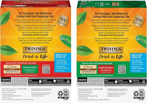 Twinings English Breakfast Tea K-Cup pods for Keurig، الكافيين، ناعم، لذيذ، شاي أسود قوي، 24 عدد (عبوة من 1) in Saudi Arabia