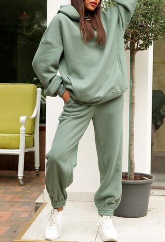 Linsery Women Hoodies Sweatsuit Long Sleeve Hooded Matching Joggers Sweatpants 2 Piece Tracksuit Sets in Saudi Arabia
