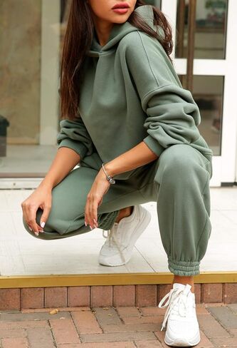 Linsery Women Hoodies Sweatsuit Long Sleeve Hooded Matching Joggers Sweatpants 2 Piece Tracksuit Sets in Saudi Arabia