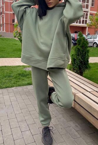 Linsery Women Hoodies Sweatsuit Long Sleeve Hooded Matching Joggers Sweatpants 2 Piece Tracksuit Sets in Saudi Arabia