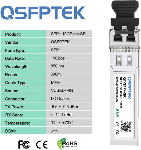 4 عبوات SFP+ إلى RJ45 10 جيجا بايت، 10GBASE-T وحدة إرسال واستقبال نحاسية صغيرة GBIC لـ Cisco SFP-10G-T-S، Ubiquiti UF-RJ45-10G، Netgear، Mikrotik، D-Link، Supermicro، TP-Link، Linksys، CAT6A/CAT7، حتى 98FT(30M) in Kuwait