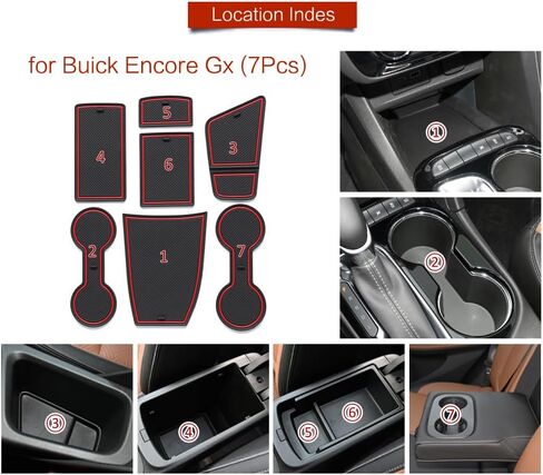 بطانة وحدة التحكم المركزية لعام 2024 2025 ملحقات Buick Encore GX حامل الأكواب إدراج فتحة الباب وفتحة الأكواب وبطانات جيب الباب ووسادة غير قابلة للانزلاق 7 قطع (أحمر) in Kuwait