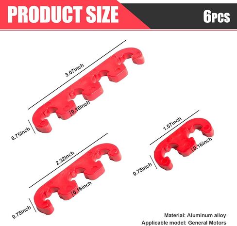 6 PCS Car Spark Plug Wire Holder, Waterproof Durable Plastic Vehicle Spark Plug Wire Separator Fastener, Universal Automotive Spark Plug Base Replacement for Truck SUV Car (Red) in Saudi Arabia
