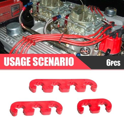 6 PCS Car Spark Plug Wire Holder, Waterproof Durable Plastic Vehicle Spark Plug Wire Separator Fastener, Universal Automotive Spark Plug Base Replacement for Truck SUV Car (Red) in Saudi Arabia